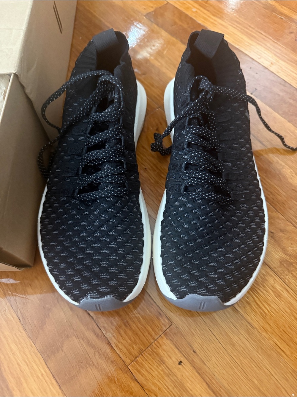 NOBULL Black Knit Athletic Sneakers with White Sole